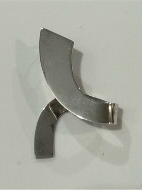 Vintage Modernist Sterling Silver Abstract Ribbon Pendant - 925